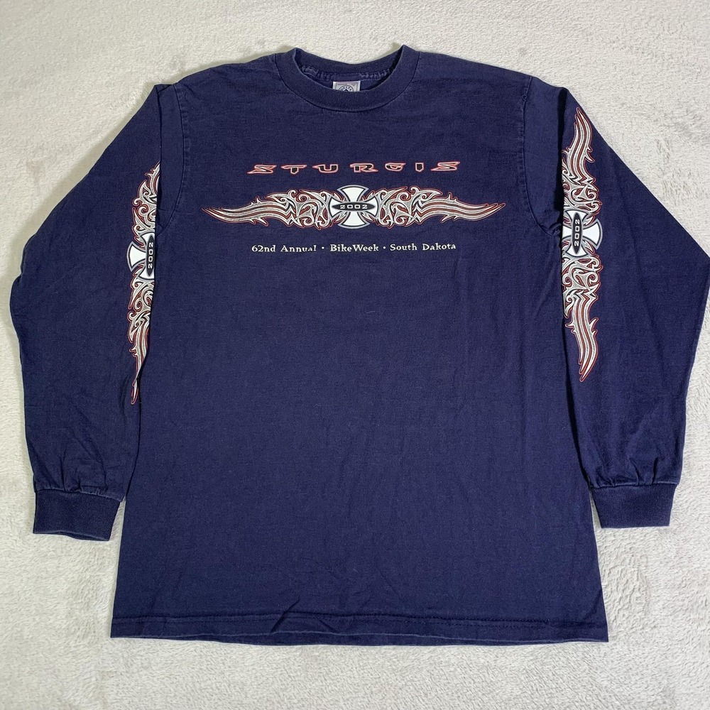 Vintage Sturgis Shirt Mens Medium Blue 62nd Bike Week Long Sleeve 2002 SD Delta